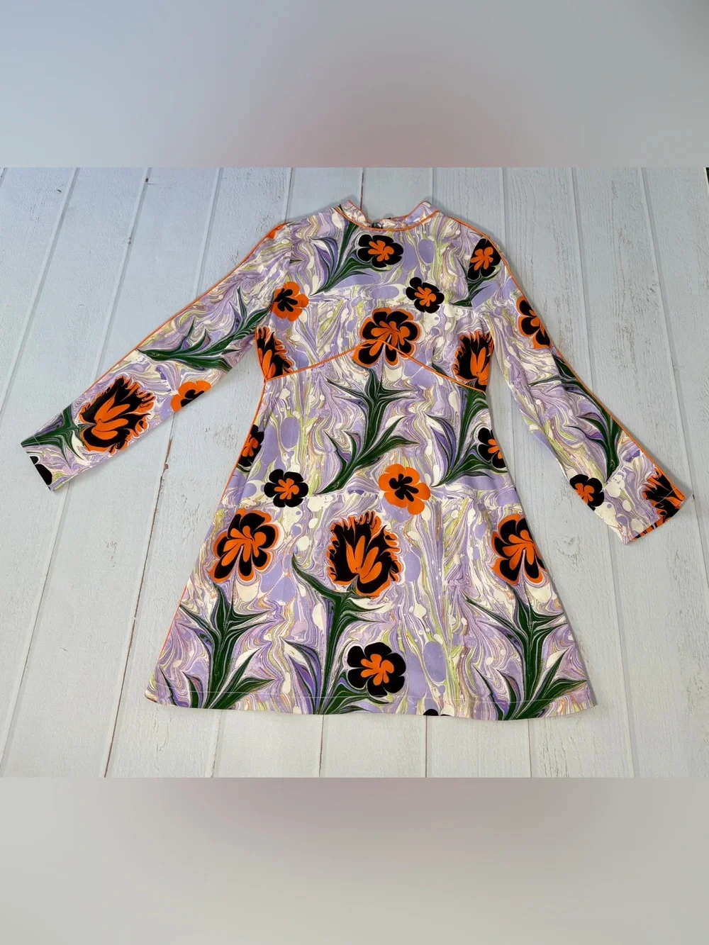 Untitled in Motion Floral Mini Dress XS Tencel Mock Neck Retro Mod NWT Summer - Picture 8 of 13